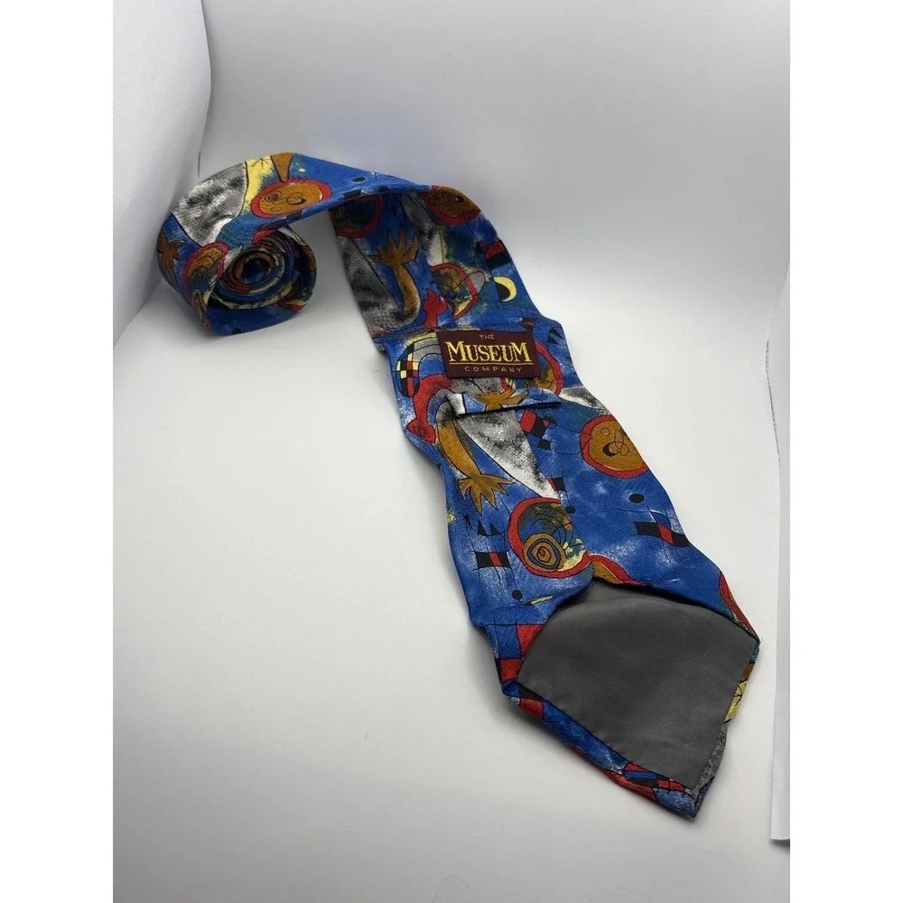 The Museum Company Miro Art Print Silk Tie Blue Abstract Surrealist Italy Mens